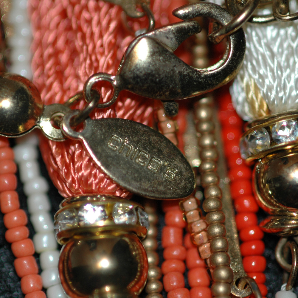 Chico's creamsicle/orang seed bead tassel necklace